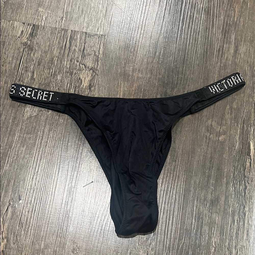Victoria's Secret Black Rhinestone Thong